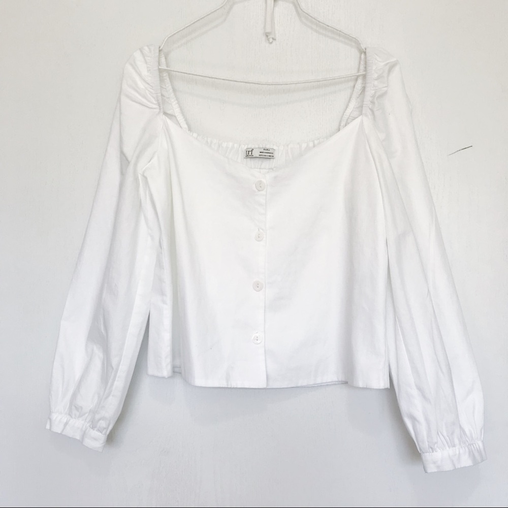 Zara white square neck blouse top